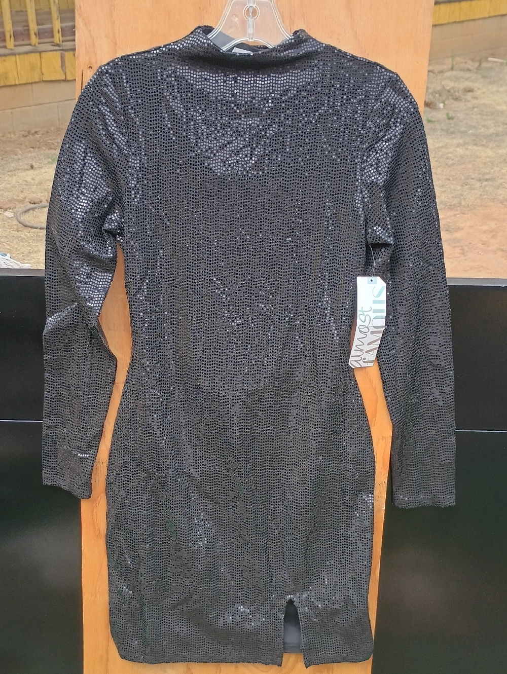 Black Sequin Long Sleeve Bodycon Dress. Madden Girl